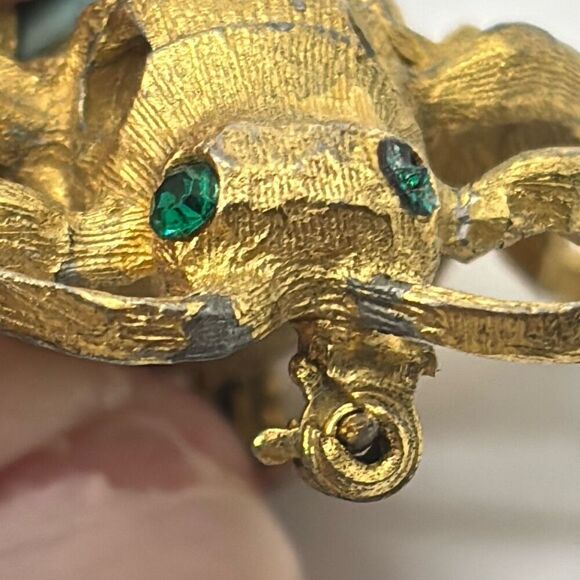 Vintage RISA pin/brooch turquoise cabochon bug beetle gemstone eyes - Picture 6 of 10